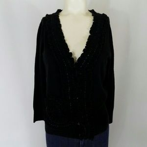 Sparrow Anthropologie Black Ruffle Cardigan NEW
